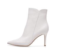 HIKKWXVN Women's Ankle Boots, Stiletto High Heel Pointed Toe Zipper Short Boots, Fashion Wedding Prom Party Heeled Booties,White,9 UK