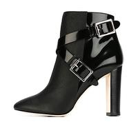 HIKKWXVN Women's Large Size Ankle Boots, Closed Pointed Toe Block Heel Side Zipper Ankle Booties, Fall Winter Prom Party Short Boots,Black,14 UK