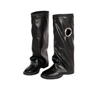 HIKKWXVN Women's Low Block Heel Knee Boots for All-Day Walking, Extra Soft Suede Riding Boots for Club Nights, Travel, Festival Outfits,Black,2.5 UK