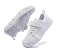 HIKLDK Children's Knitted Barefoot Shoes - Comfortable knitted upper, easy-to-wear laces, spacious toe box, lightweight design., White, 10.5 Wide Little Kid