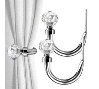 HIKMLK Crystal Curtain Holdbacks 2pcs, Metal Curtain Tieback Pull Back for Wall, Heavy Duty Side Holders Tie Backs for Drapes Drapery Window Home Decoration