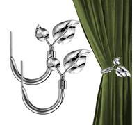 HIKMLK Leaf Shaped Curtain Holdbacks 2pcs, Handmade Bronze Metal Curtain Holders for Wall Decor, Antique Brass Curtain Tieback for Drapes Window Decoration
