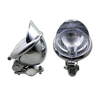 Hikneccty Chrome Universal Motorcycle Passing Spot Fog Light With Roll Cage Guard Bar Tube Mount Bracket Clamp For Cafe Racer Honda Yamaha