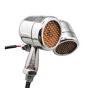 Hikneccty For Triumph Cafe Racer Harley Universal Retro Chrome Motorcycle Turn Signal Indicator LED Light Mesh Lens Alloy Motorbike Steering Lamp