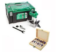 Hikoki 1/4" Router M1808Daj2Z 18V Brushless Laminate Trimmer Bare Unit + Bit Set