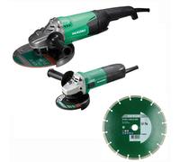 Hikoki 110V Grinders Twin Pack G23St 9" G12Ss/j2 4 1/2" + 230mm Diamond Disc