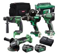 Hikoki 18V 4 Piece Power Tool Kit with 2 x 5.0Ah Battery & Charger T4TKIT-27307
