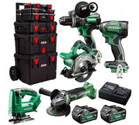Hikoki 18V 5 Piece Power Tool Combo Kit with 2 x 5.0Ah Battery & Trolley Toolbox