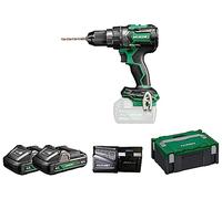 HIKOKI Akku Schlagbohrschrauber DV18DCWHZ, 13 mm Metall-Schnellspannbohrfutter (18 V, 2 x 4.0 Ah Li-ion Akku, Max. Festdrehmoment Hart: 140 Nm, Brushless, Zubehör: im HSCII Koffer)