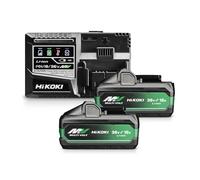 HiKOKI Battery Set UC18YSL3WJZ, 2 x Multi Volt BSL36B18X Battery Pack | Fast charger with 8 A, 4.0 Ah at 36 V or 8.0 Ah at 18 V, USB port, cooling system, 4 LED charging indicator