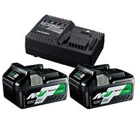 HiKOKI Booster Pack BSL36A18 (2X 18V 5.0 Ah / 36V 2.5 Ah Akku, Ladegerät, Li-Ion, 4-Stufen-LED Ladestandskontrolle, 32 min Ladezeit)