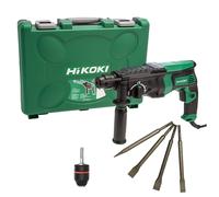 HiKOKI DH26PX2J1Z SDS+ Rotary Hammer Drill 240V With Chisel Set & Keyless Chuck