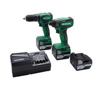 HiKOKI | KC18DDXJBZ Twin Pack | 3 x 5.0Ah Li-Ion | 18V | KC18DDXJBZ | Brushless technology delivers up to 55Nm and 140Nm output, with 20-position clutch and electric braking.