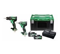 HiKOKI KC18DEJAZ 18V Combi Drill & Impact Driver Twin Pack | Brushless DV18DE Combi Drill, WH18DE Impact Driver, 2 x 5.0Ah Batteries, Charger & Case