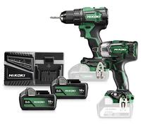 HIKOKI KC18WEZ Cordless Combo Kit (1 Cordless Drill DS18DE, Max. Fixed Torque (Hard) 140 Nm, 1 Battery Impact Wrench 1/2 Inch WR18DBDL2, Max. Fixed Torque Power Mode: 305Nm, 18V, Brushless)
