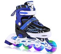 Hikole Inline Skates, Adjustable Roller Skates with All Light Up Wheels 2 Colors and 3 Sizes Inline Skates Blades for Kids Boys Girls Men Women