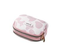 HIKOO DAILY 2PCS Cute Cow Pattern Coin Purse for Women Card Wallet Students Double Pocket Zipper Key Bag Portable Lipstick Bank Card Storage Bag(1)