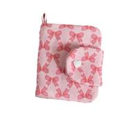 HIKOO DAILY Bow Print Pink Coin Purses Canvas Small Zipper Cash Wallet Large Capacity Card Holder Girls Casual Storage Bag for Women(2PCS)