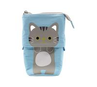 HIKOO DAILY Canvas Cartoon Cute Pencil Bag Retractable Fabric Pencil Case Fold Standing Holder Kawaii Stationery(C)