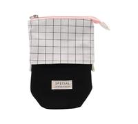 HIKOO DAILY Canvas Cartoon Cute Pencil Bag Retractable Fabric Pencil Case Fold Standing Holder Kawaii Stationery(F)