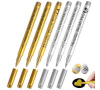 HIKPACKER 6 Pcs Metallic Marker Pens, Gold Silver Permanent Paint Pen | Quick Drying Metallic Pens, Waterproof Ink, Acrylic Paint Makers Pens, for Card, Painting, DIY Albums, Scrapbooking