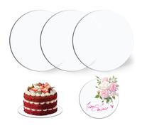 HIKPACKER Pack of 3 Round Acrylic Cake Plates, Cake Board, Diameter 22 cm, Transparent for Transport Cakes and DIY Crafts Project Signs