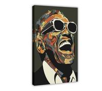 HIKPYY Ray Charles Music Poster Canvas Poster Bedroom Decor Landscape Office Room Decor Gift 08x12inch(20x30cm)