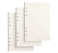 Hikrxya 3 Pack A5 Lined Refill Paper, 135 Sheets/270 Pages, Cream, Thick 100GSM, 6 Hole Loose Leaf Punched, Suitable for Filofax A5, Planner, Diary, Notebooks