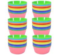 Hikrxya 60 Pack Reusable Plastic Bowls - 300ml 10 Colours Unbreakable Toddler Plastic Serving Bowls Salad Toddler Bowls for Children Party Kids Fruit Soup Cereal - Dishwasher & Microwave Safe