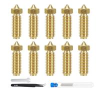 HIKUDIY 10PCS 0.4mm Brass Volcano Nozzles for Anycubic Kobra 3 V2/Kobra 3/Kobra 3 Combo/Kobra S1/Kobra S1 Combo, Extruder Hotend Nozzle Kit with Cleaning Needle, Tweezers and Wrench