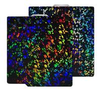 HIKUDIY 257x257mm PEF+PEY Build Plate for Bambu Lab A1/X1C/X1/X1E/P1P/P1S, Rainbow Confetti PEF+Galaxy PEY Spring Steel Plate Print Bed for Bambu Labs 3D Printer
