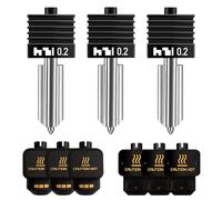 HIKUDIY 3PCS 0.2mm Integrated Hotend Nozzle Compatible with Bambu Lab X2D P2S H2S H2D, All-Metal Quick Swap Print Head, High Precision Detail Printing, Includes 6 Silicone Socks