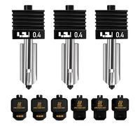 HIKUDIY 3PCS 0.4mm Hotend Compatible with Bambu Lab X2D/P2S/H2S/H2D/A1/A1 Mini - Quick Swap Extruder Print Head with 3 Silicone Cover Socks