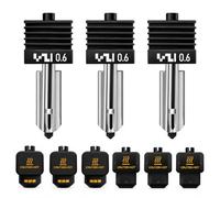HIKUDIY 3PCS 0.6mm Hotend Compatible with Bambu Lab X2D/P2S/H2S/H2D/A1/A1 Mini - Quick Swap Extruder Print Head with 3 Silicone Cover Socks