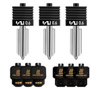 HIKUDIY 3PCS 0.6mm Integrated Hotend Nozzle Compatible with Bambu Lab X2D P2S H2S H2D, All-Metal Quick Swap Print Head, High Precision Detail Printing, Includes 6 Silicone Socks