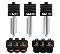 HIKUDIY 3PCS 0.8mm Integrated Hotend Nozzle Compatible with Bambu Lab X2D P2S H2S H2D, All-Metal Quick Swap Print Head, High Precision Detail Printing, Includes 6 Silicone Socks