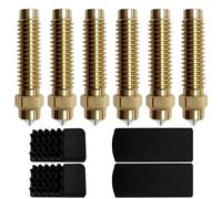 HIKUDIY 6PCS Bi-Metal Nozzle Kit for Elegoo Centauri Carbon/Centauri, Brass + Hardened Steel Hotend Tips (0.2/0.4/0.6/0.8mm, 320°C), Includes 2 Silicone Socks & 2 Cleaning Brushes