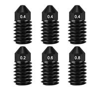 HIKUDIY 6Pcs Hardened Steel Nozzles for Bambu Lab X1/X1C/P1S/P1P, Extruder Hotend Replacement Nozzles for X1/X1C/P1S/P1P 3D Printers (0.4mm*3, 0.2/0.6/0.8mm*1)