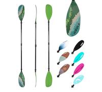 HIKULA Adjustable Carbon Fiber Shaft Kayak Paddle, Kayaking Oars with Reinforced Nylon Blade for Adults, 4 Piece, 86in/220cm to 90in/230cm Sealine Green