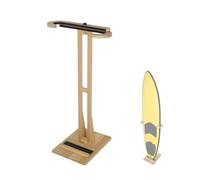 HIKULA Surfboard Stand Racks, Indoor Display Stand Shortboard and Longboard Organizer Floor-Standing Design, Storage & Display for Surfboard and Skimboard, Polished Beach Wooden