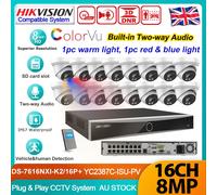 Hikvision 12MP 16ch 4K 8MP ColorVu IP Camera CCTV System 2Way Audio Red&Blue Kit
