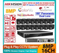 Hikvision 12MP 16CH 4K 8MP Panoramic ColorVu IP Camera System Mic+Speaker Black
