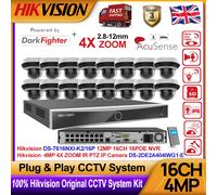 Hikvision 12MP 16CH 4MP DarkFighter 4X Zoom PTZ Camera 2-Way Audio CCTV System