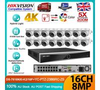 Hikvision 12MP 16CH 5X Zoom 4K Dual Light CCTV System PTZ Camera POE 2-Way Audio