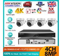 Hikvision 12MP 4CH 4K 8MP 5X ColorVu IR POE PTZ IP Camera 2-Way Audio System Kit