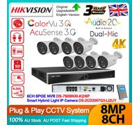 Hikvision 12MP 8CH 4K 8MP Hybrid Light Bullet IP Camera ColorVu System Mic POE