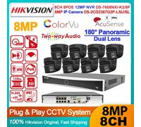 Hikvision 12MP 8CH 8MP 180° Dual Lens ColorVu IP Camera System 2-Way Audio Black