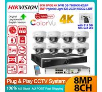 Hikvision 12MP 8CH 8MP Hybrid Light Dome IP Camera Security System Acusense Mic