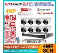 Hikvision 12MP 8CH 8POE CCTV System 4MP Hybrid Light IP Camera 2-Way Audio Alarm