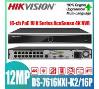 Hikvision 12MP AcuSense 16CH 16POE 4K DS-7616NXI-K2/16P NVR 2SATA Video Recorder